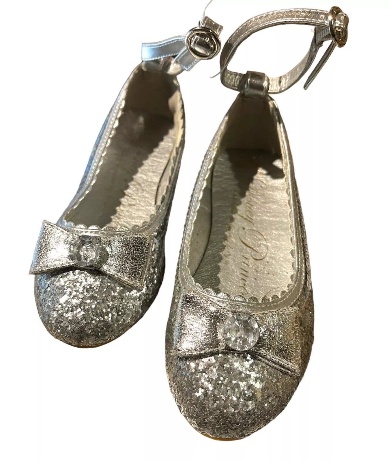 Disney Store Official Princess Flat Silver Glitter Shimmer Shoes for Girls