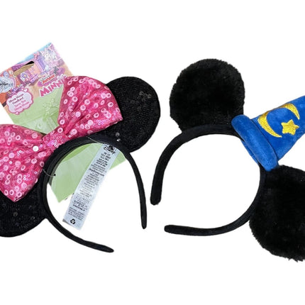 Disney Mickey Mouse Wizard & Minnie Mouse Pink Bow Headband Festive set of 2