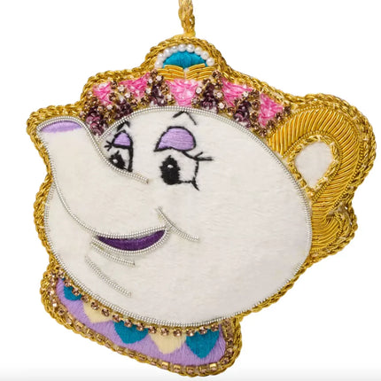 Disney store official Mrs. Potts Beaded Ornament, Beauty and the Beast shimmer