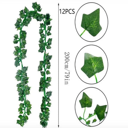 12 pcs 7FT Artificial Ivy Vine Fake Foliage Flower Hanging Leaf Garland Plant