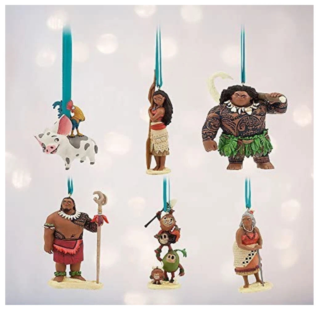 Disney Store official Moana Christmas tree Hanging Ornament set maui hei hei pua