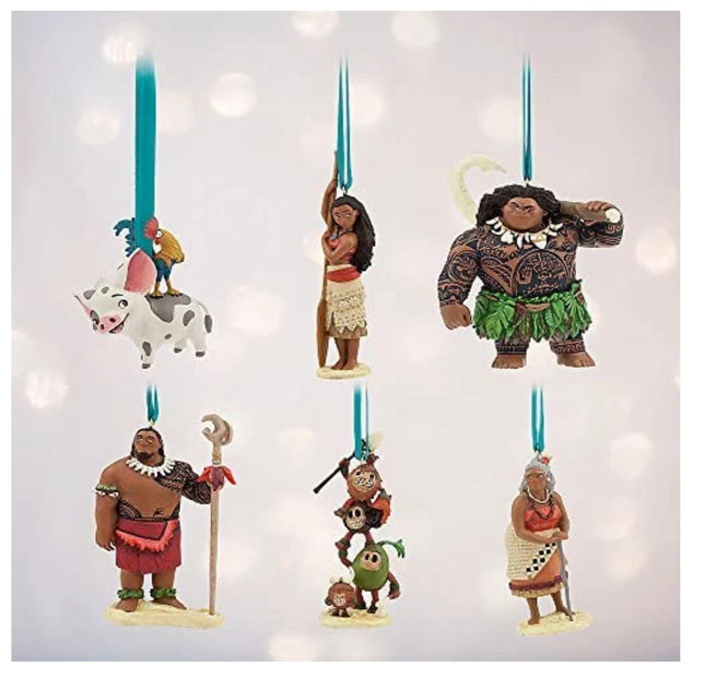 Disney Store official Moana Christmas tree Hanging Ornament set maui hei hei pua