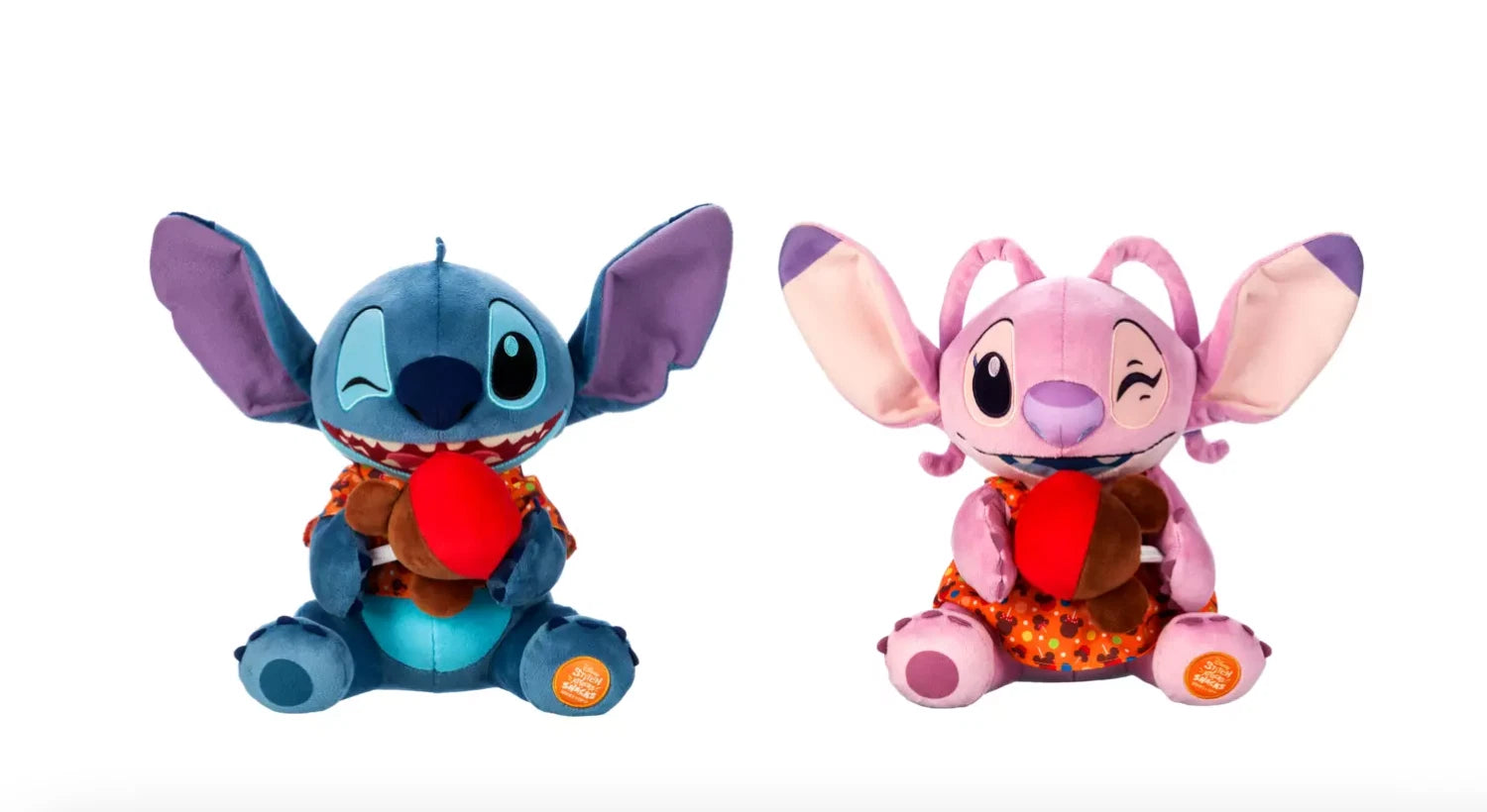 Disney Store Stitch and Angel Stitch Attacks Snacks Candy Apple Soft Toy Bundle