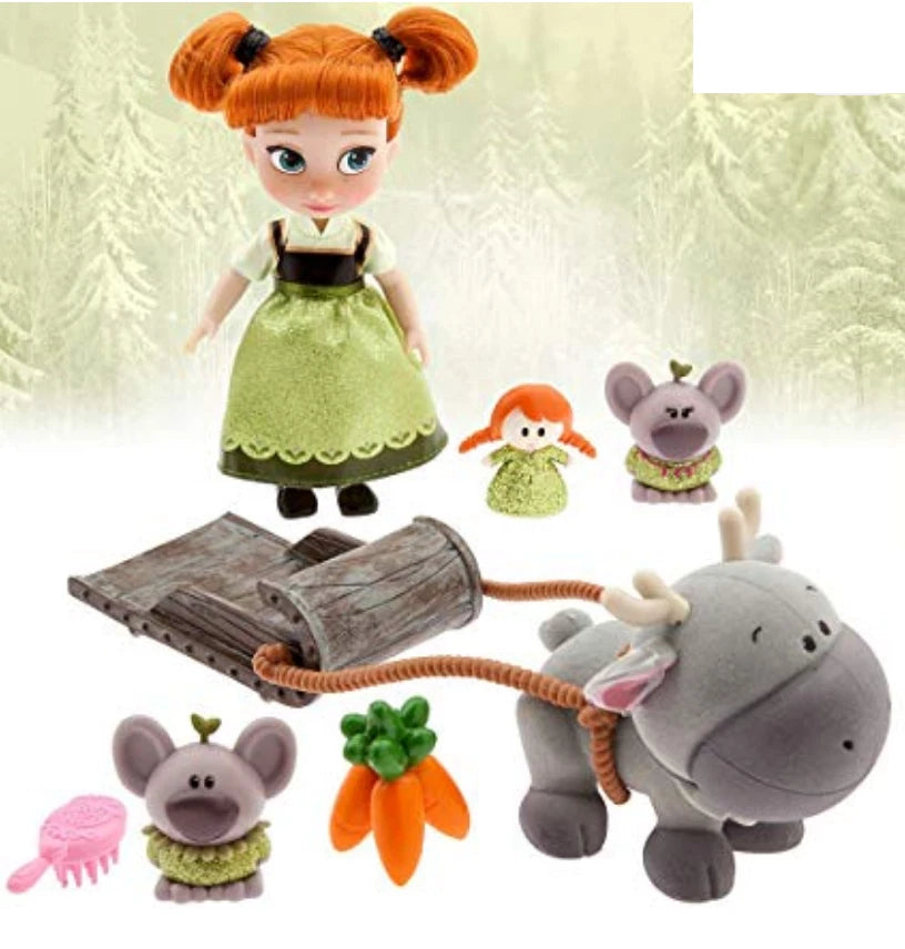 Disney Anna Animators Collection Mini Doll Play Set w accessories Frozen 5" NEW