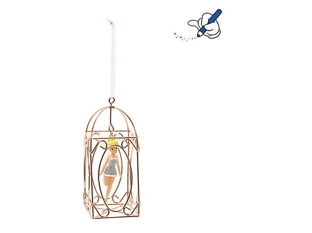Disney Store Original Tinker Bell Rose Gold Cage Christmas Decoration Ornament