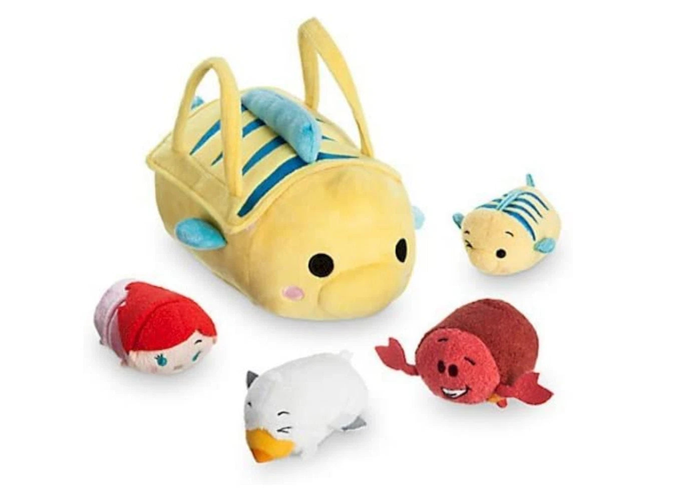 Disney Little Mermaid TSUM TSUM soft bag set 3" Scuttle Flounder Ariel sebastian