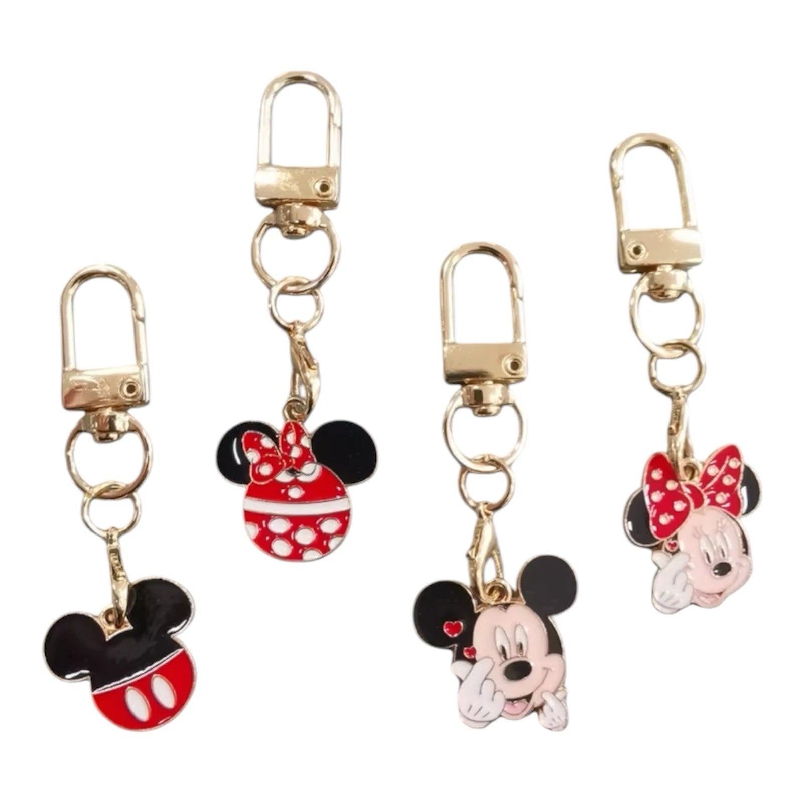 isney Mickey Minnie Mouse 4pc Keychain Collection Holiday Gift Set 6.4x2.1cm