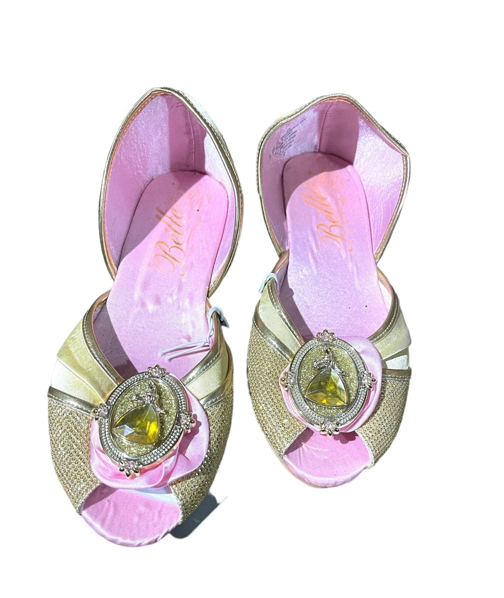 Disney Store Beauty & the Beast Belle Costume Shoes Girls Kid Gold size UK 11/12