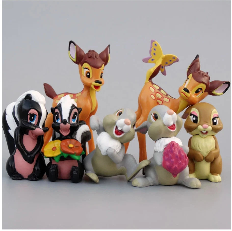 Disney Bambi w butterfly Thumper Miss Bunny Flower pvc figurine cake topper