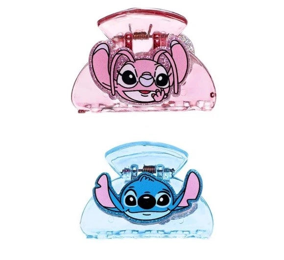 Disney Lilo Angel Stitch Hair Clip Gift Accessories Set Of 2 Blue Pink