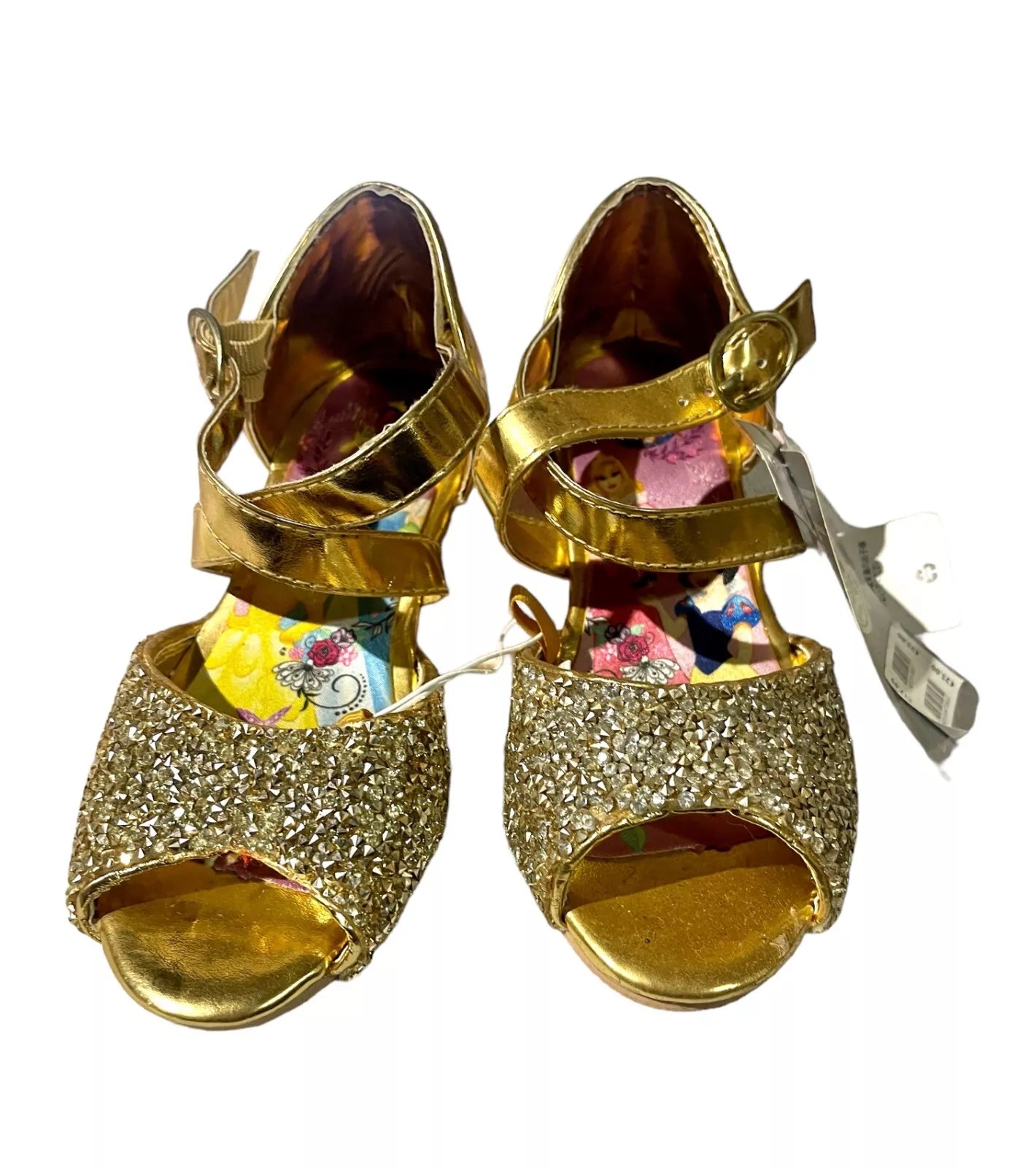 Disney Store Official Princess Gold Glitter Shimmer Formal Shoes Girls