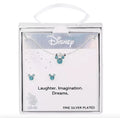Disney Mickey Mouse Fine Silver Plated Aquamarine Crystal Pendant Necklace Stud