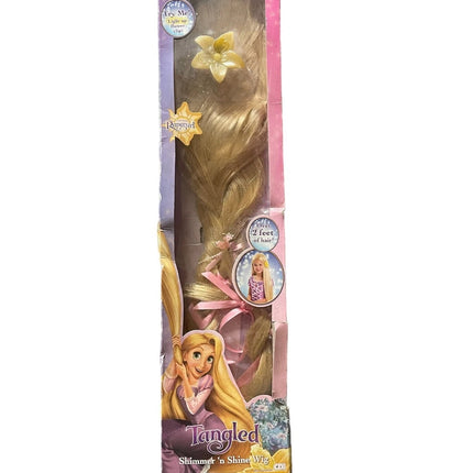 Disney Store Official authentic Rapunzel Shimmer n Shine Wig w Flowers braid 2ft