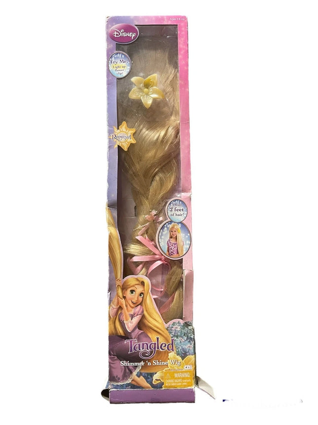 Disney Store Official authentic Rapunzel Shimmer n Shine Wig w Flowers braid 2ft
