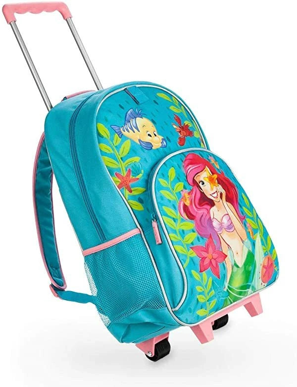 Disney Store official Ariel Little Mermaid Rolling Trolley Backpack New