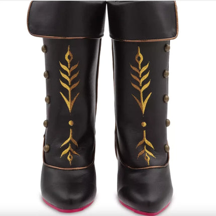 Disney Store official Frozen Anna Boots Black Gold Costume shoes Girls Kids NEW