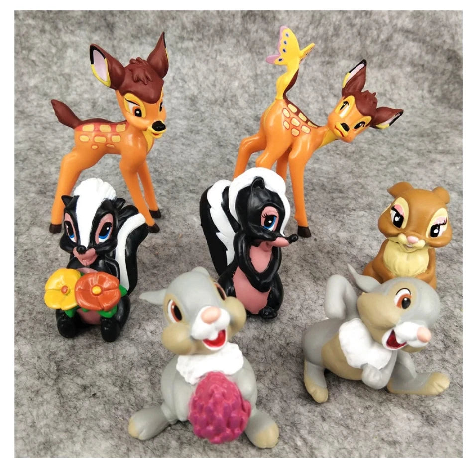 Disney Bambi w butterfly Thumper Miss Bunny Flower pvc figurine cake topper