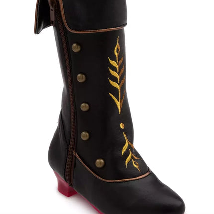 Disney Store official Frozen Anna Boots Black Gold Costume shoes Girls Kids NEW