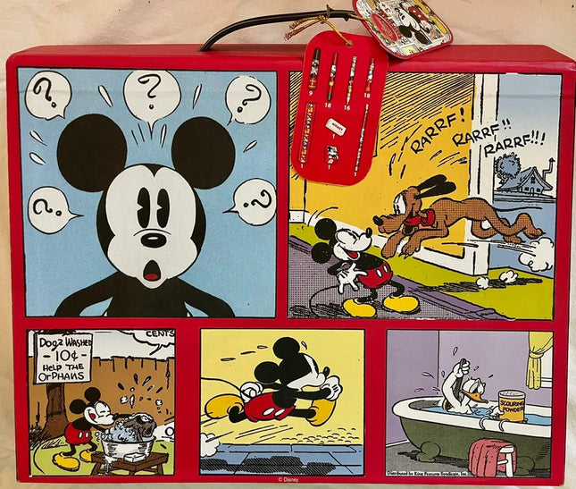 Disney Mickey Minnie Mouse 65 pc art kit colouring set comic carry case school