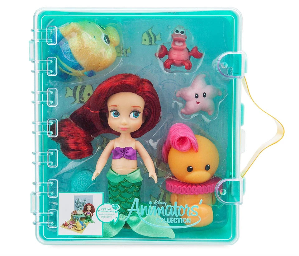 Disney Official Store Ariel Mini Micro Animators Doll 6 Piece Toy Play set