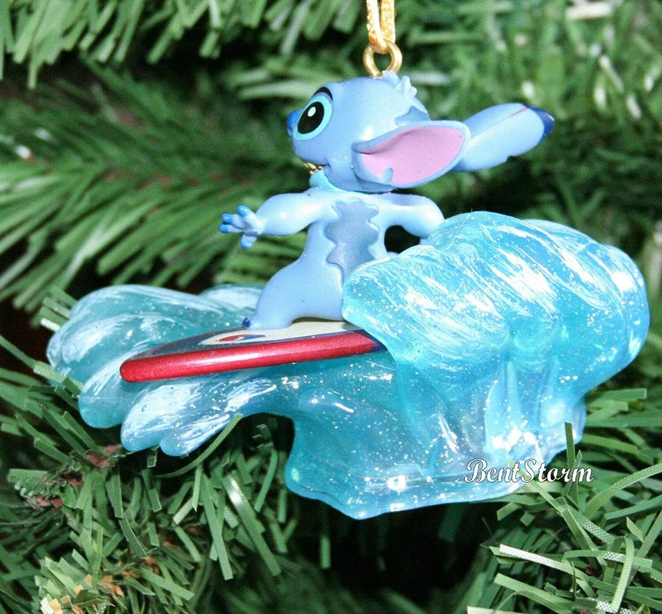 Disney Lilo and Stitch Surfer Stitch Alien Christmas Tree Ornament PVC Holiday