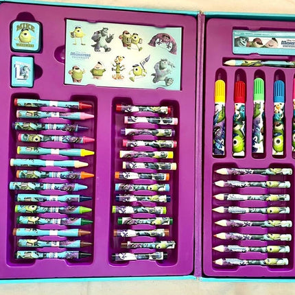 Disney Monster university sulley 58 pc art kit colouring carry case set school