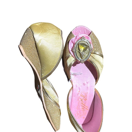 Disney Store Beauty & the Beast Belle Costume Shoes Girls Kid Gold size UK 11/12