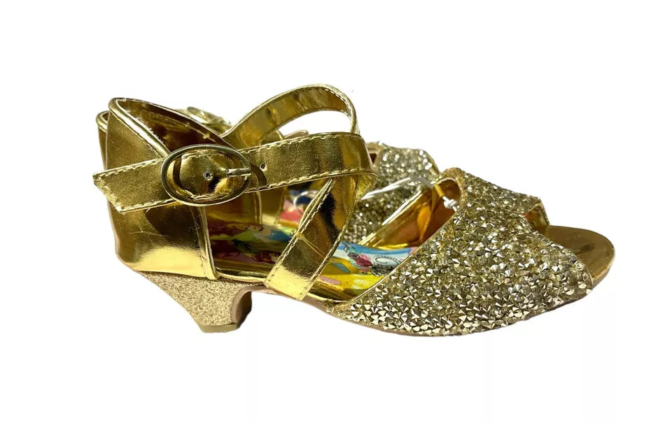 Disney Store Official Princess Gold Glitter Shimmer Formal Shoes Girls
