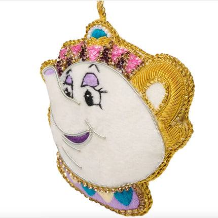 Disney store official Mrs. Potts Beaded Ornament, Beauty and the Beast shimmer