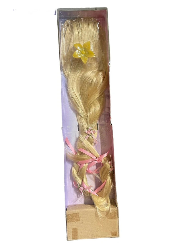 Disney Store Official authentic Rapunzel Shimmer n Shine Wig w Flowers braid 2ft