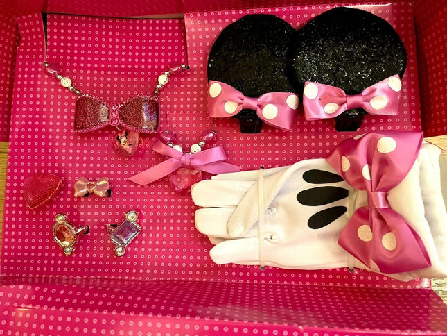 Disney Minnie Mouse costume accessories set gloves, necklace hair clips rings