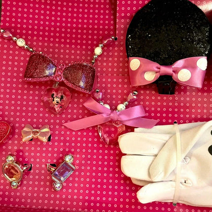 Disney Minnie Mouse costume accessories set gloves, necklace hair clips rings