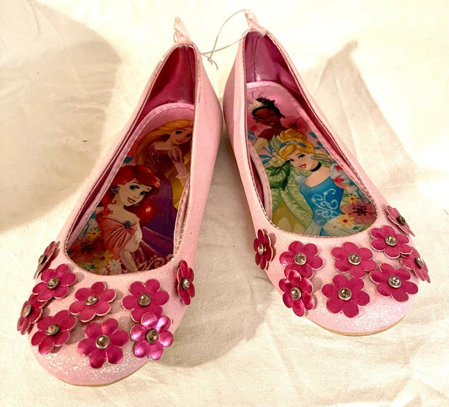 Disney Official princess Glitter diamantes Flowers Shoes Girls Size UK 13 NEW