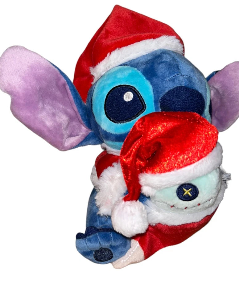 Disney Authentic Lilo & Stitch holding Scrump Plush Soft Toy Santa Christmas 8"