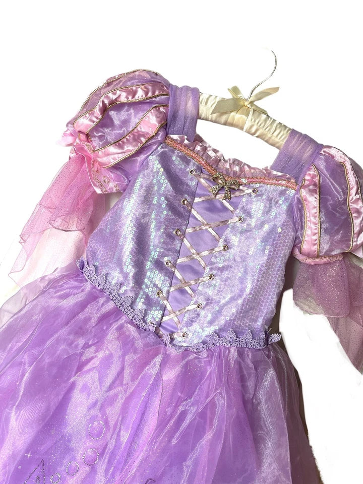 Disney Store Deluxe Tangled Rapunzel costume Dress UK 11/12 kids Girls NEW Tag