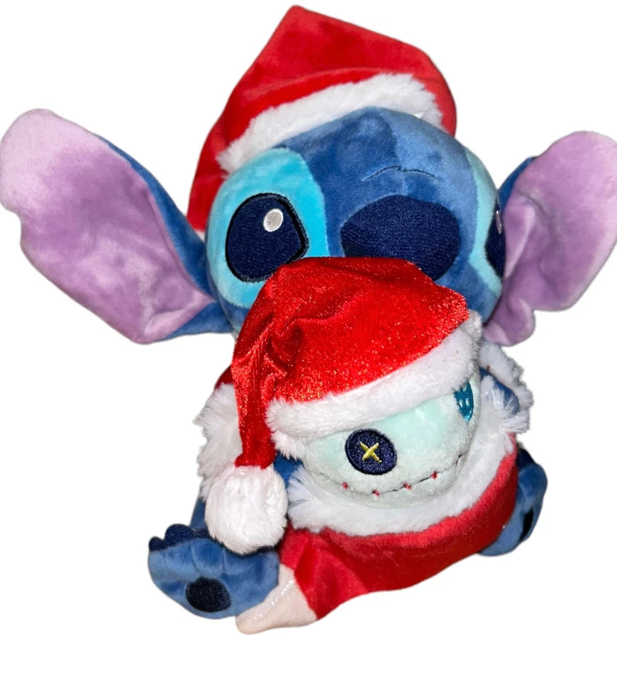 Disney Authentic Lilo & Stitch holding Scrump Plush Soft Toy Santa Christmas 8"