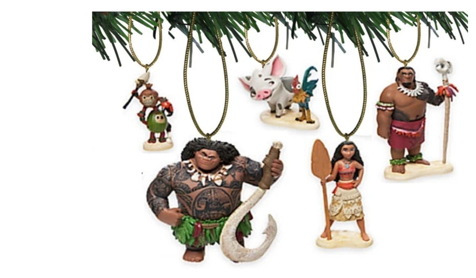Disney Store official Moana Christmas tree Hanging Ornament set maui hei hei pua