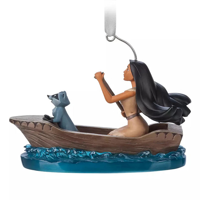 Disney Store Pocahontas in boat with Meeko Hanging Ornament