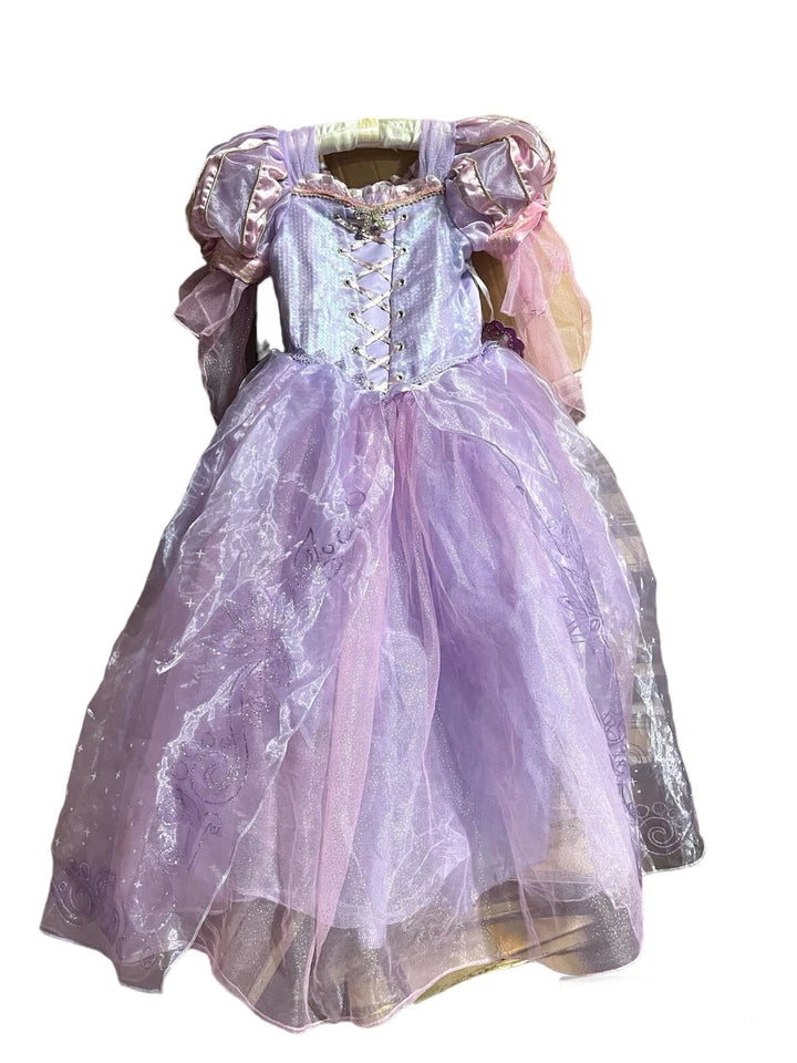 Disney Store Deluxe Tangled Rapunzel costume Dress UK 11/12 kids Girls NEW Tag