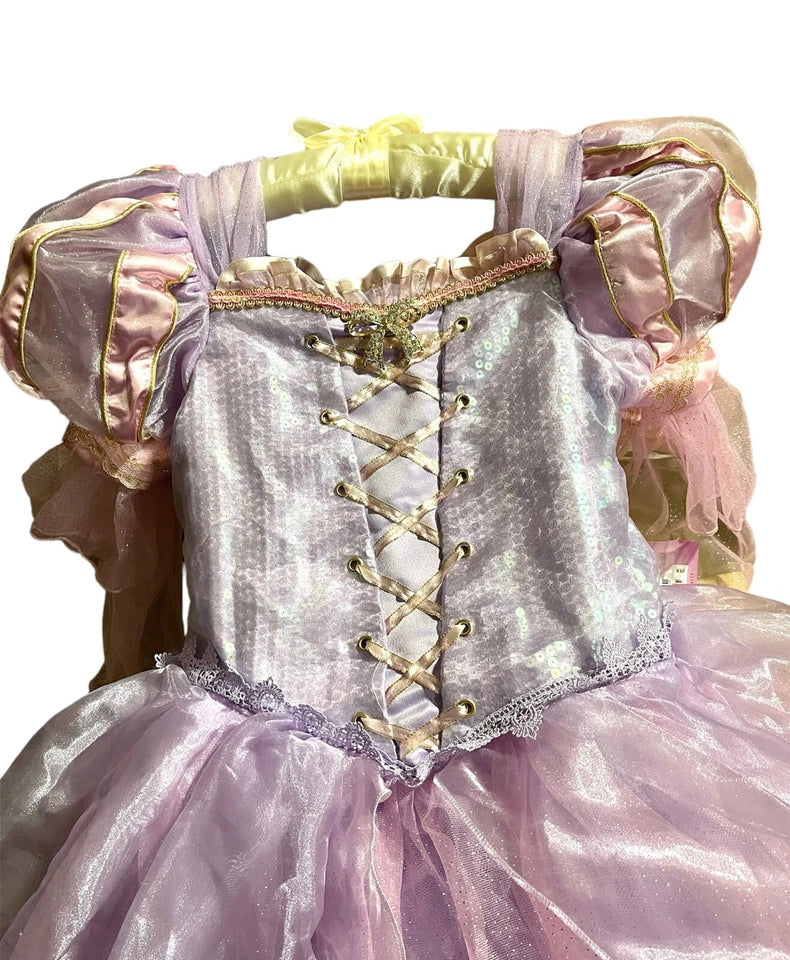 Disney Store Deluxe Tangled Rapunzel costume Dress UK 11/12 kids Girls NEW Tag