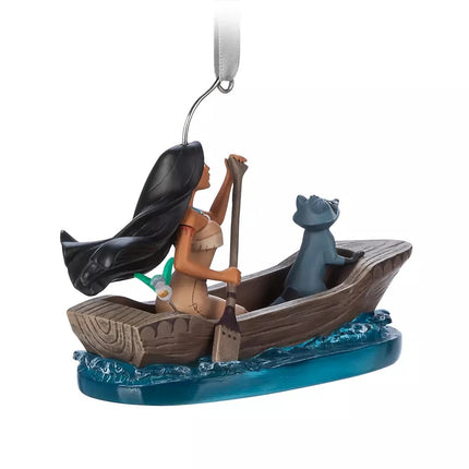 Disney Store Pocahontas in boat with Meeko Hanging Ornament