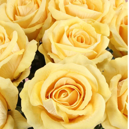 Artificial Single Yellow Rose Bud Flower W Stem Fake Bouquet Wedding Party Home