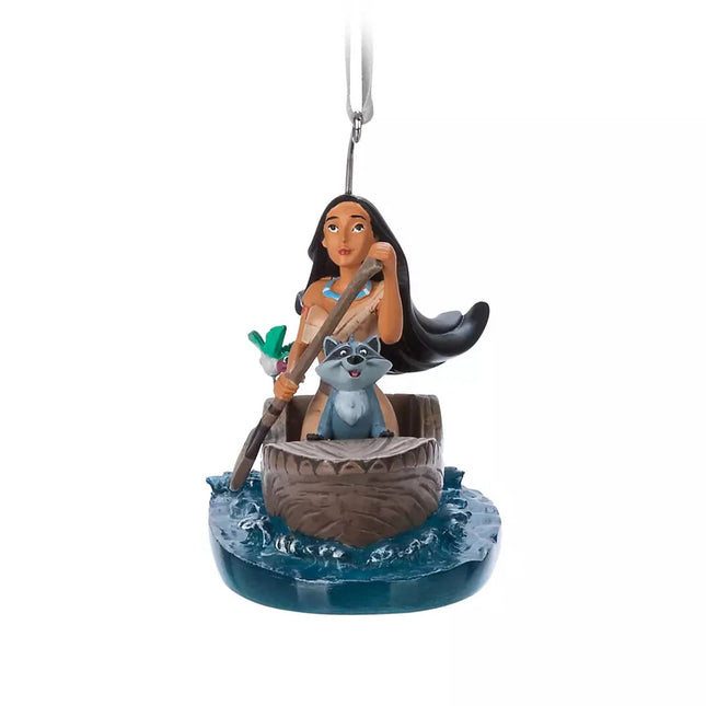 Disney Store Pocahontas in boat with Meeko Hanging Ornament