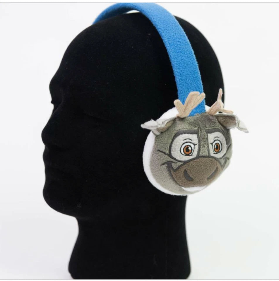 DISNEY KIDS BLUE WHITE GREY FROZEN OLAF AND SVEN WINTER WARM EAR MUFF'S NEW