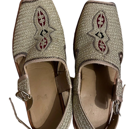 INDIAN WEDDING LEATHER GOLDEN HANDMADE KHUSSA SLIPPER SHOES ALADDIN THEME 9.5