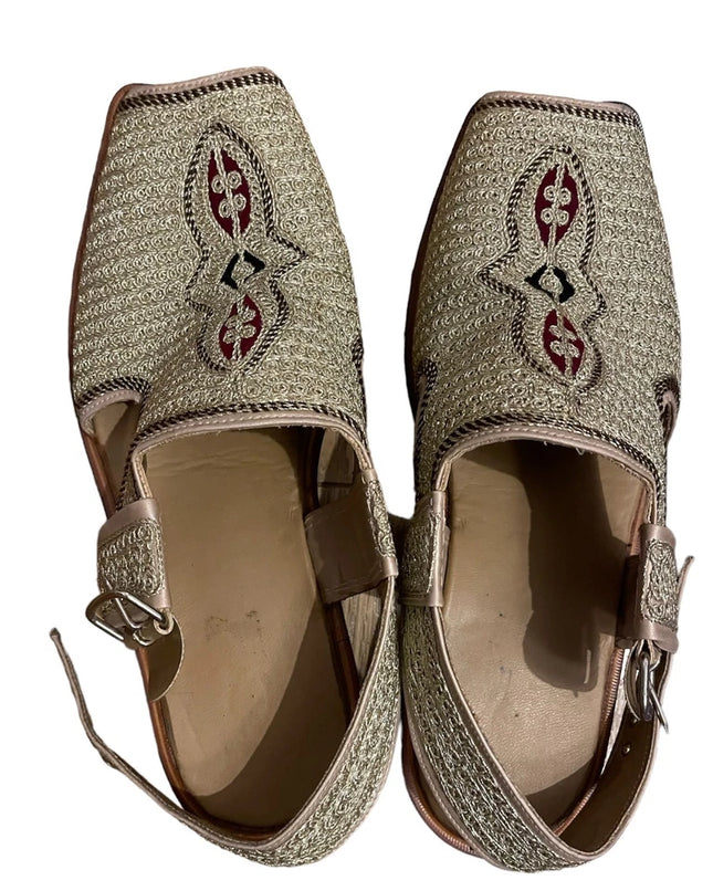 INDIAN WEDDING LEATHER GOLDEN HANDMADE KHUSSA SLIPPER SHOES ALADDIN THEME 9.5
