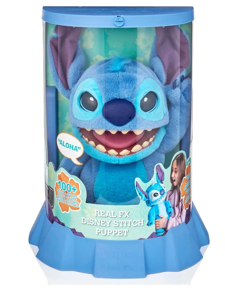 Real FX Disney Stitch Puppet 18''inch Interactive Plush Toy Sounds Realistic