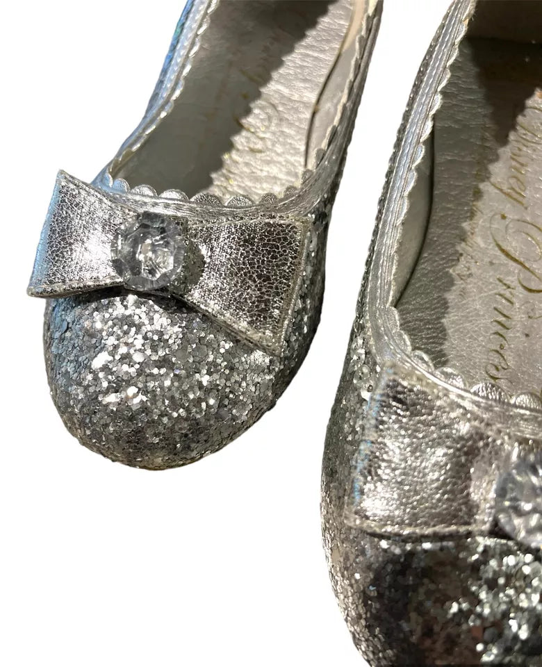 Disney Store Official Princess Flat Silver Glitter Shimmer Shoes for Girls