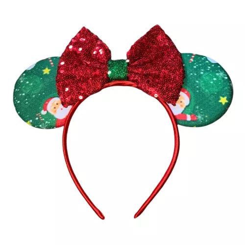 Disney Chritmas Santa Sequin Minnie Bow Headband