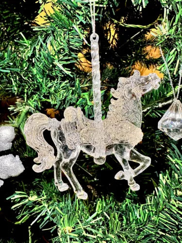 Silver Horse Snowflake Diamond Christmas Gift Holiday Tree Ornament